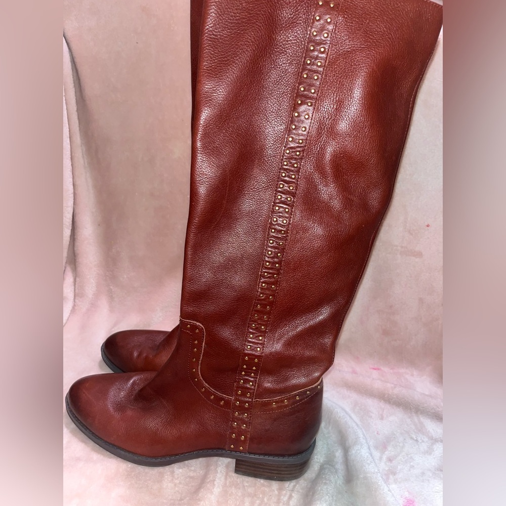 Red leather boots